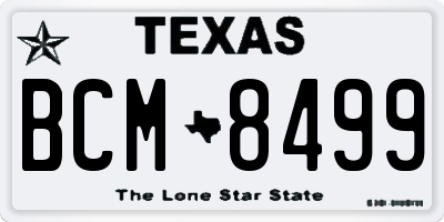 TX license plate BCM8499