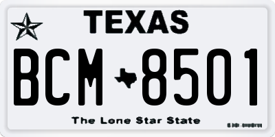 TX license plate BCM8501
