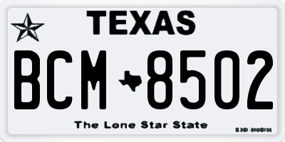 TX license plate BCM8502