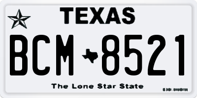 TX license plate BCM8521