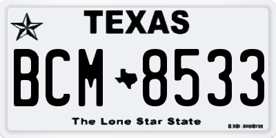 TX license plate BCM8533