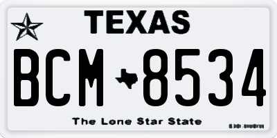 TX license plate BCM8534