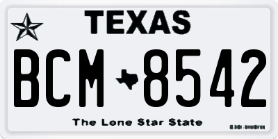 TX license plate BCM8542