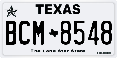 TX license plate BCM8548