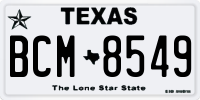 TX license plate BCM8549