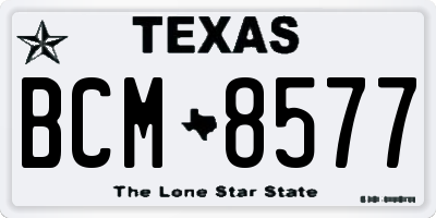 TX license plate BCM8577