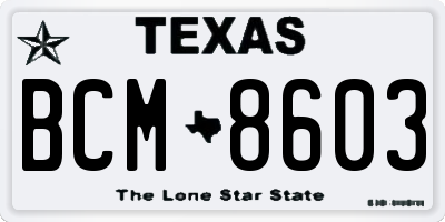 TX license plate BCM8603