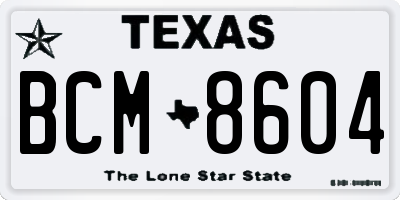 TX license plate BCM8604