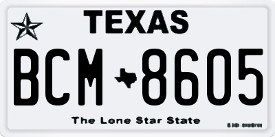 TX license plate BCM8605