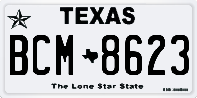 TX license plate BCM8623