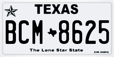 TX license plate BCM8625