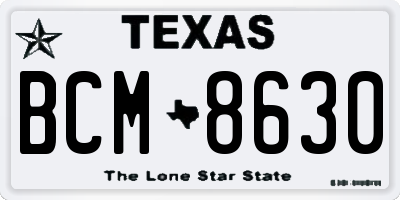 TX license plate BCM8630