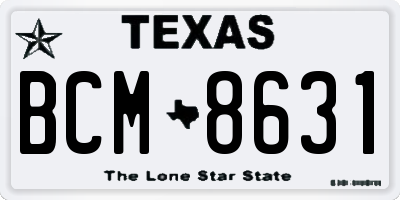 TX license plate BCM8631