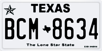 TX license plate BCM8634