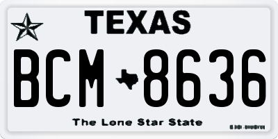 TX license plate BCM8636