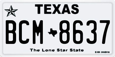 TX license plate BCM8637