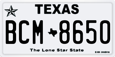 TX license plate BCM8650