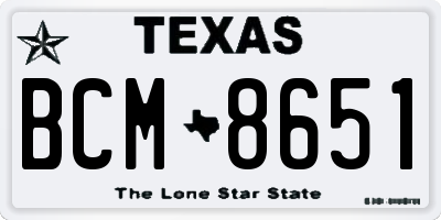 TX license plate BCM8651