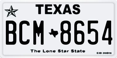 TX license plate BCM8654