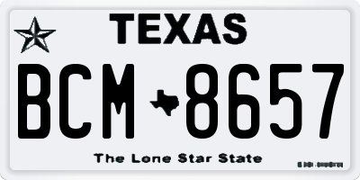 TX license plate BCM8657