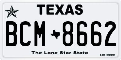 TX license plate BCM8662