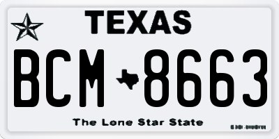 TX license plate BCM8663