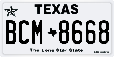TX license plate BCM8668