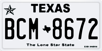 TX license plate BCM8672
