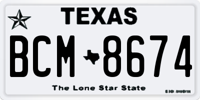 TX license plate BCM8674