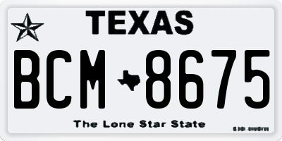TX license plate BCM8675