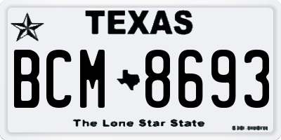 TX license plate BCM8693