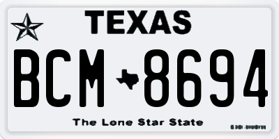 TX license plate BCM8694