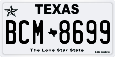TX license plate BCM8699