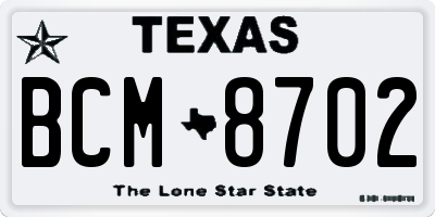 TX license plate BCM8702