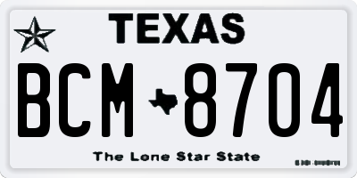TX license plate BCM8704