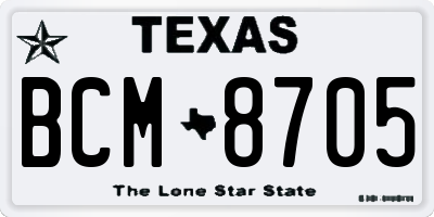 TX license plate BCM8705