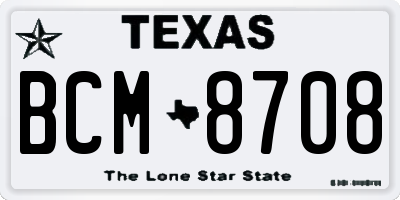 TX license plate BCM8708