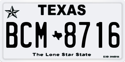 TX license plate BCM8716