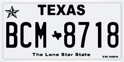 TX license plate BCM8718