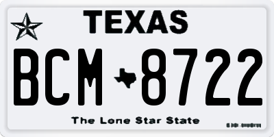 TX license plate BCM8722
