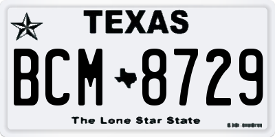 TX license plate BCM8729