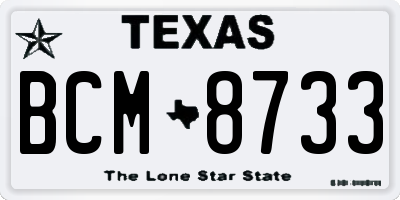 TX license plate BCM8733