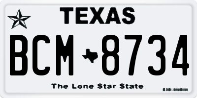 TX license plate BCM8734
