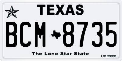 TX license plate BCM8735
