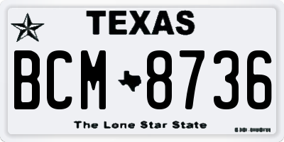 TX license plate BCM8736