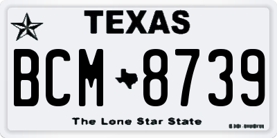TX license plate BCM8739