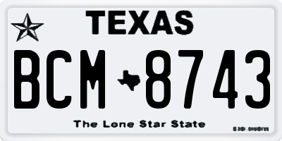 TX license plate BCM8743