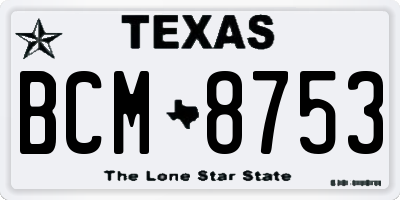 TX license plate BCM8753