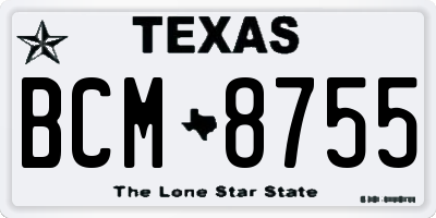 TX license plate BCM8755