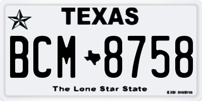TX license plate BCM8758